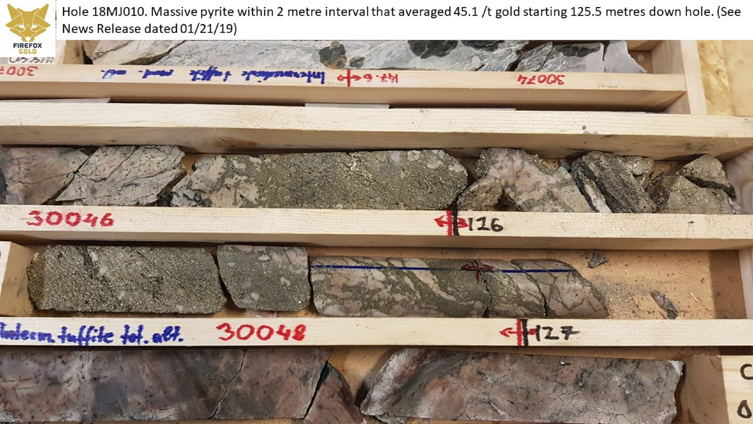 Nr012119 2 Hole 18mj010 High Grade Pyrite Zone Half Core Interval